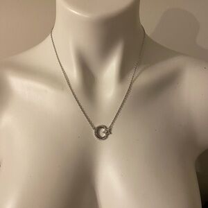Elegant Moissanite 0.3ct  Necklace with Crescent Pendant